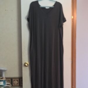 Zenana Outfitters Charcoal V-Neck Maxi Dress Plus